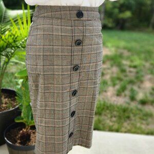 Authentic Vintage 90's plaid button front skirt fall